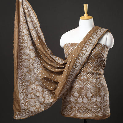3pc Kutch Bandhani Tie-Dye Satin Cotton Suit Material Set 252