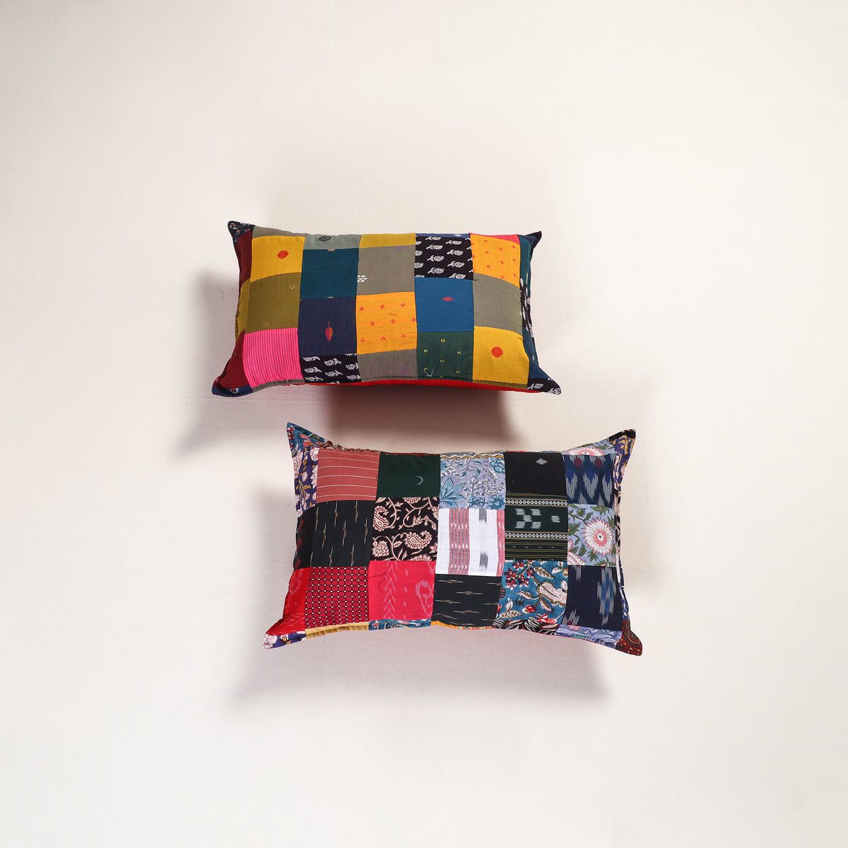Multicolor - handcrafted patchwork pillow covers (set of 2)