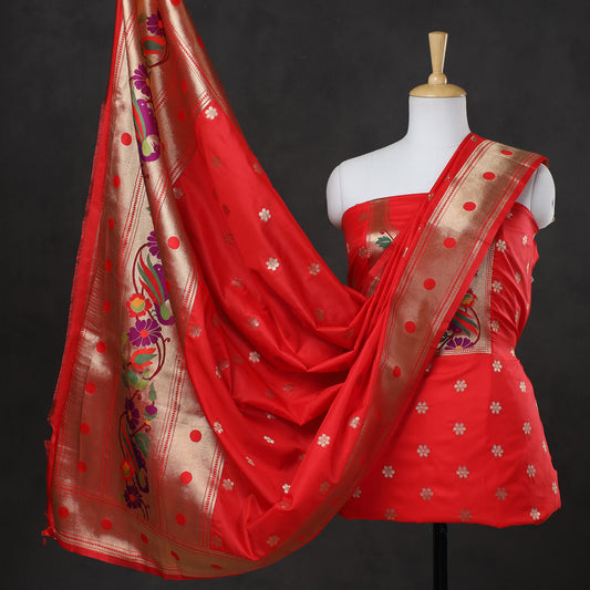2pc Paithani Weave Silk Suit Material Set