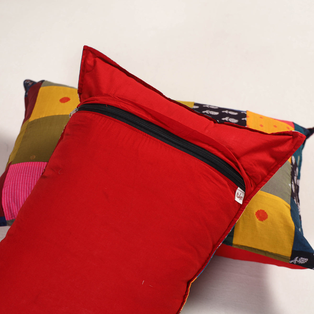 Multicolor - handcrafted patchwork pillow covers (set of 2)
