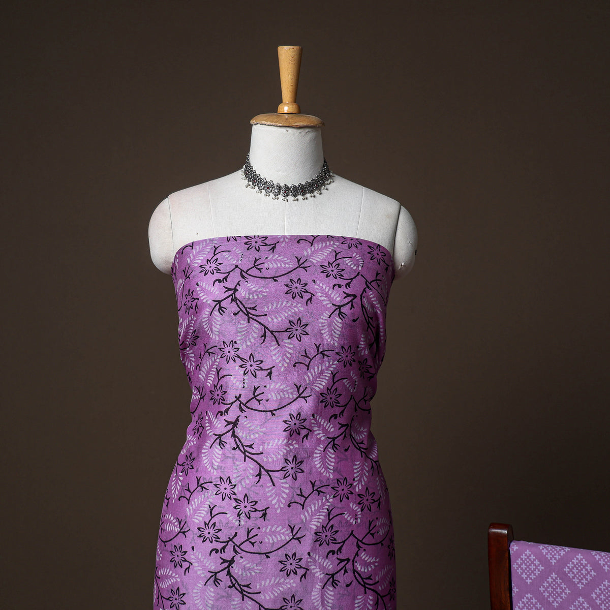 Chanderi Silk Jaipur Hand Block Print Unstitched Dress Material: Kurta, Bottom with Dupatta 17