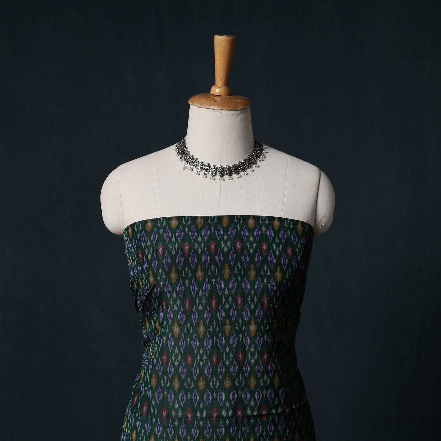 Pochampally Ikat Handwoven Sico 2pc Unstitched Dress Material Kurta Set 32