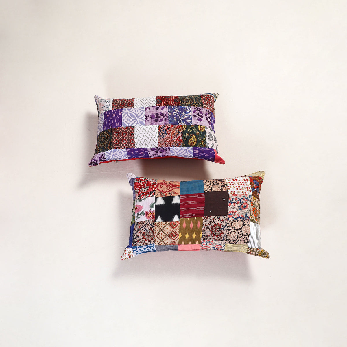 Multicolor - handcrafted patchwork pillow covers (set of 2)