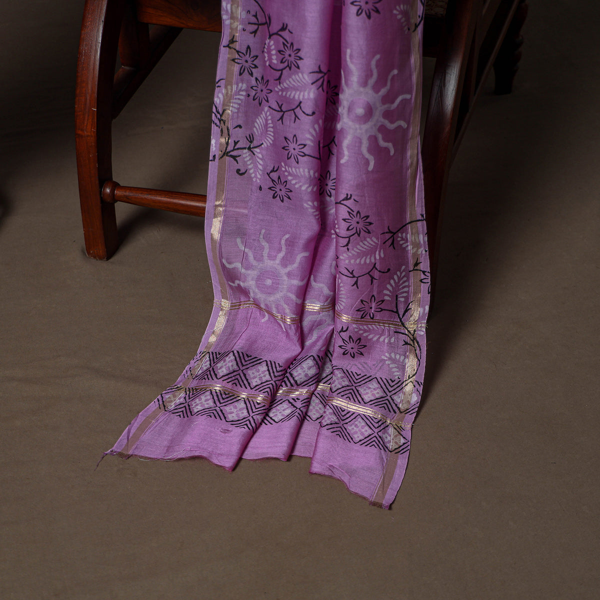 Chanderi Silk Jaipur Hand Block Print Unstitched Dress Material: Kurta, Bottom with Dupatta 17