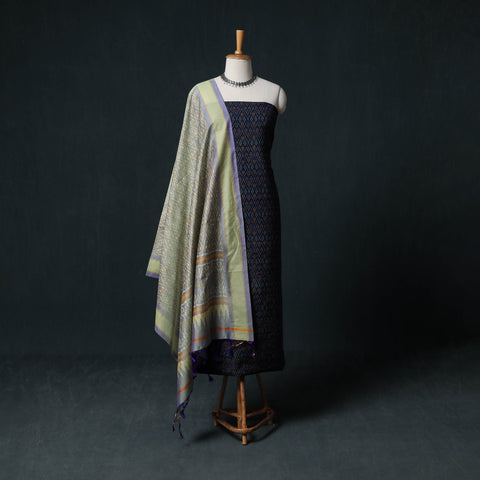 Pochampally Ikat Handwoven Sico 2pc Unstitched Dress Material Kurta Set 33