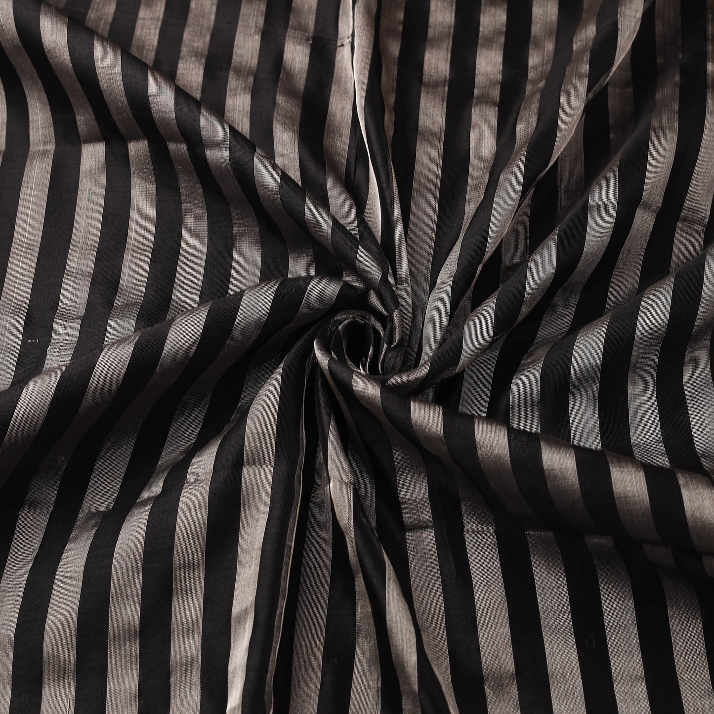 Handloom Full Tissue Silver Zari Stripes Chanderi Silk Fabric 25