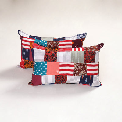 Multicolor - handcrafted patchwork pillow covers (set of 2)
