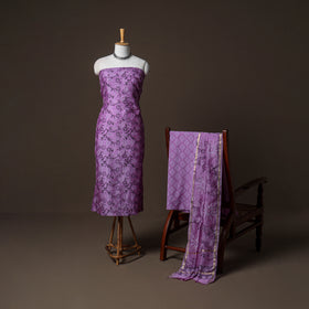Chanderi Silk Jaipur Hand Block Print Unstitched Dress Material: Kurta, Bottom with Dupatta 18