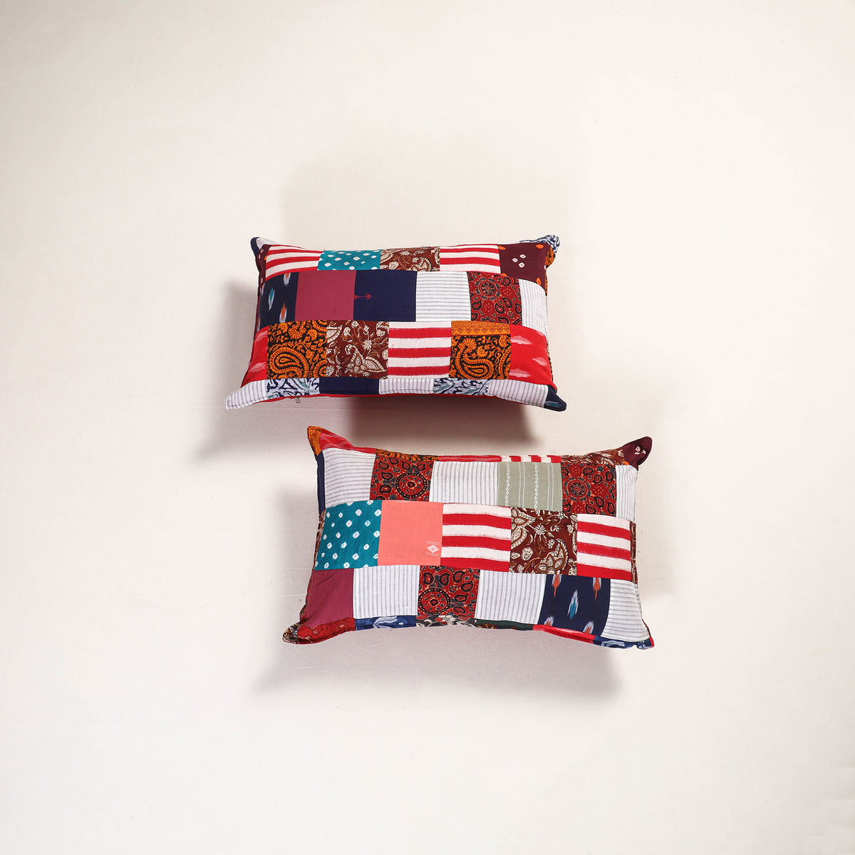 Multicolor - handcrafted patchwork pillow covers (set of 2)