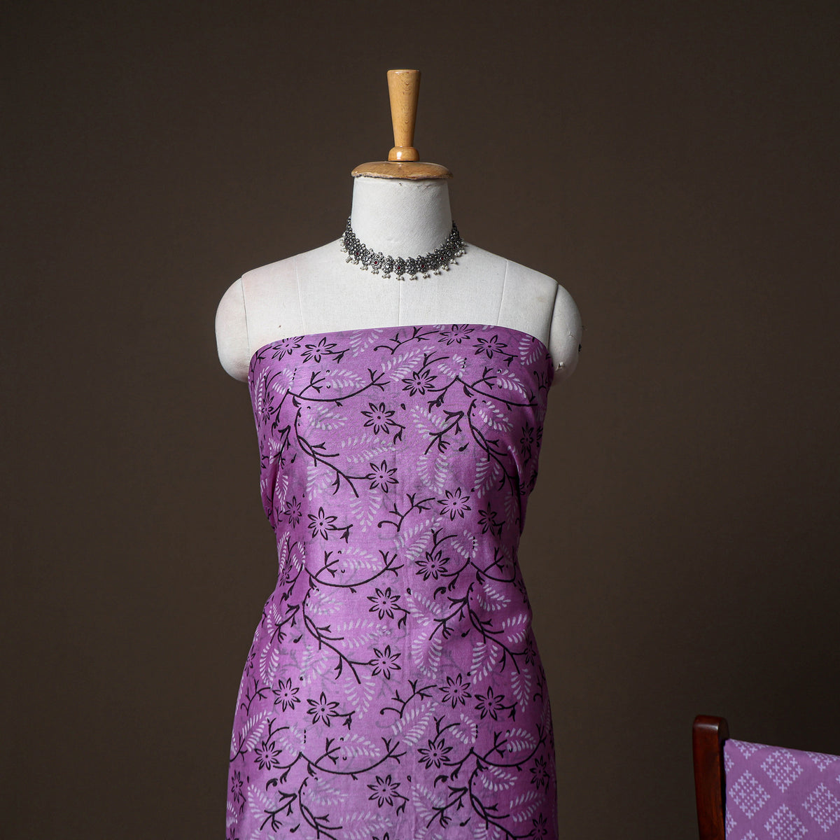 Chanderi Silk Jaipur Hand Block Print Unstitched Dress Material: Kurta, Bottom with Dupatta 18