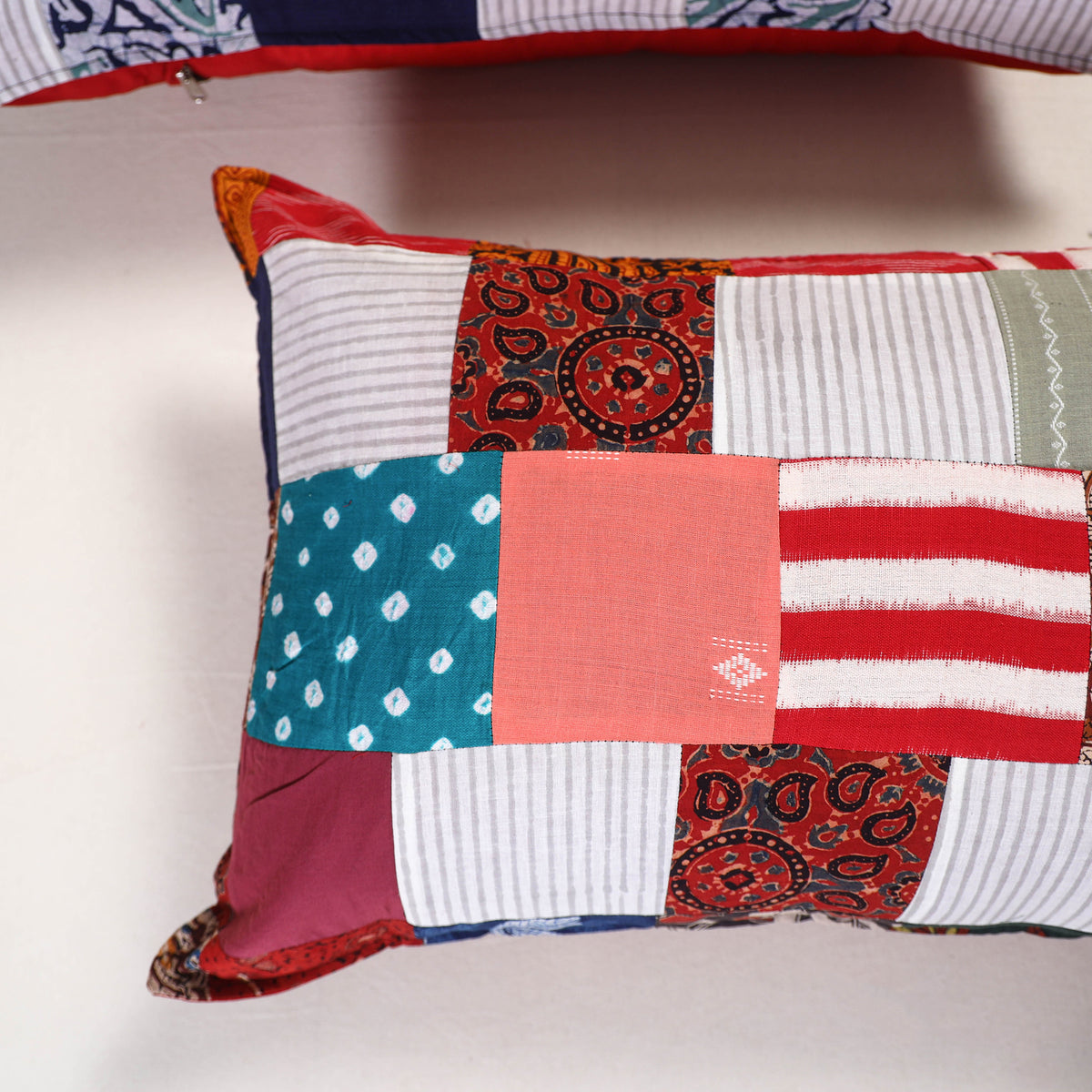 Multicolor - handcrafted patchwork pillow covers (set of 2)