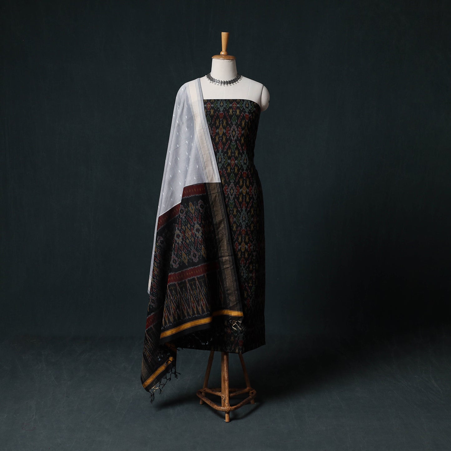 Pochampally Ikat Handwoven Sico 2pc Unstitched Dress Material Kurta Set 34