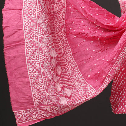 3pc Kutch Bandhani Tie-Dye Satin Cotton Suit Material Set 255