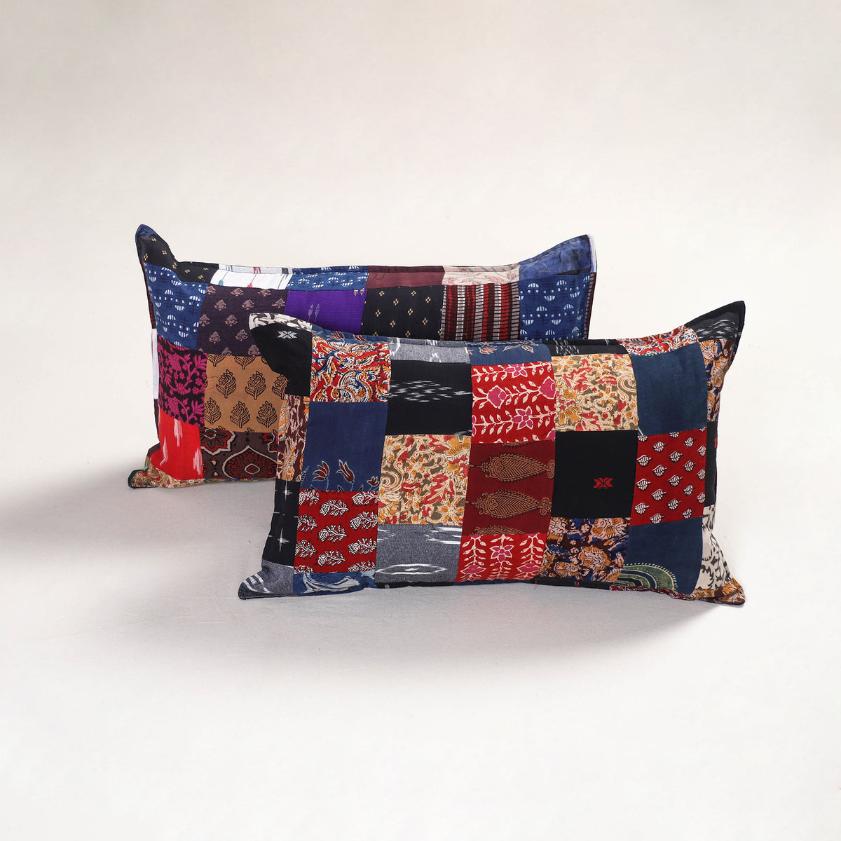 Multicolor - handcrafted patchwork pillow covers (set of 2)