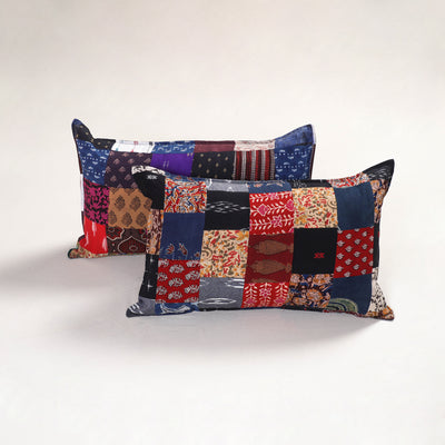 Multicolor - handcrafted patchwork pillow covers (set of 2)