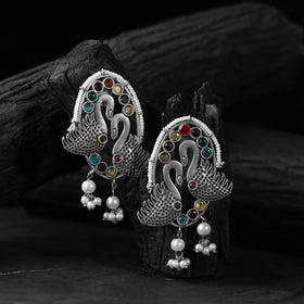 Multicolor - saanjh bela twin swan oxidised earrings