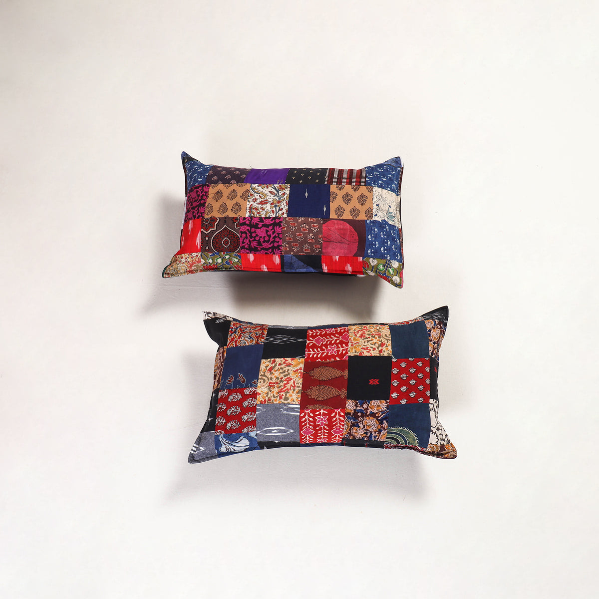 Multicolor - handcrafted patchwork pillow covers (set of 2)