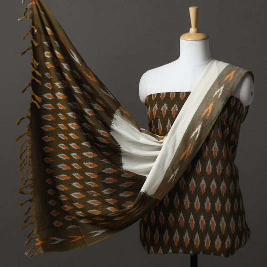 3pc Pochampally Ikat Weave Handloom Cotton Suit Material Set 20