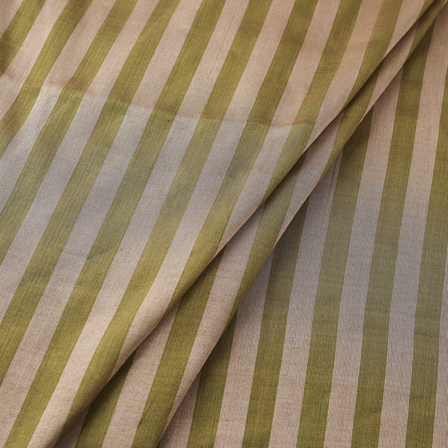 Handloom Full Tissue Silver Zari Stripes Chanderi Silk Fabric 23