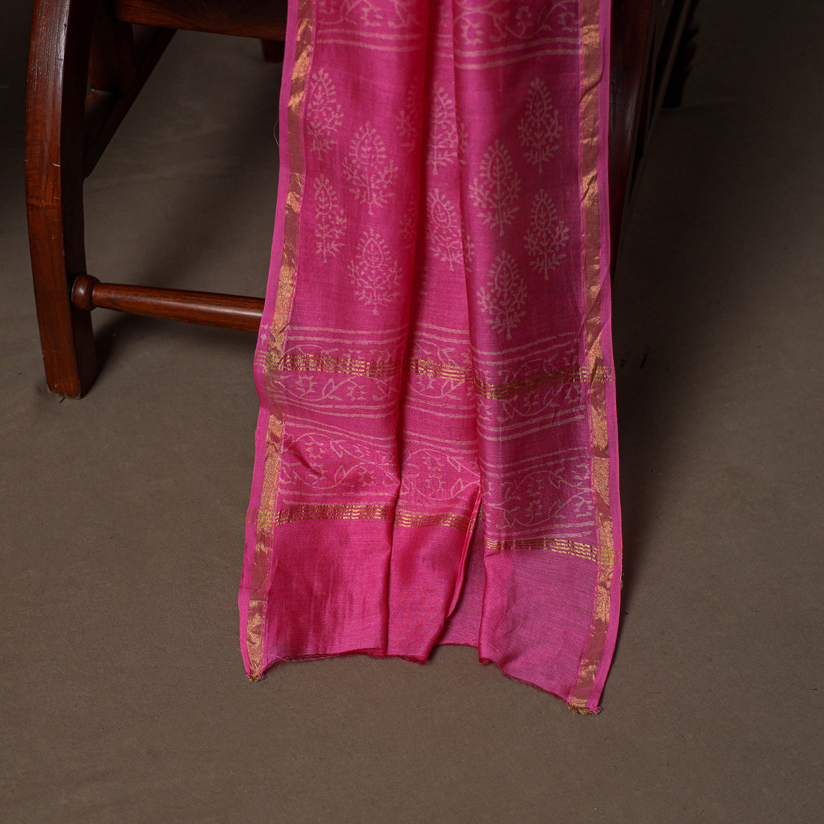 Chanderi Silk Jaipur Hand Block Print Unstitched Dress Material: Kurta, Bottom with Dupatta 19