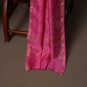 Chanderi Silk Jaipur Hand Block Print Unstitched Dress Material: Kurta, Bottom with Dupatta 19