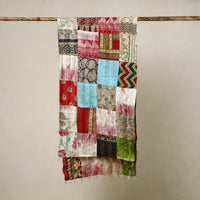 Multicolor - Reversible Patchwork Silk Bengal Kantha Stitch Stole 72