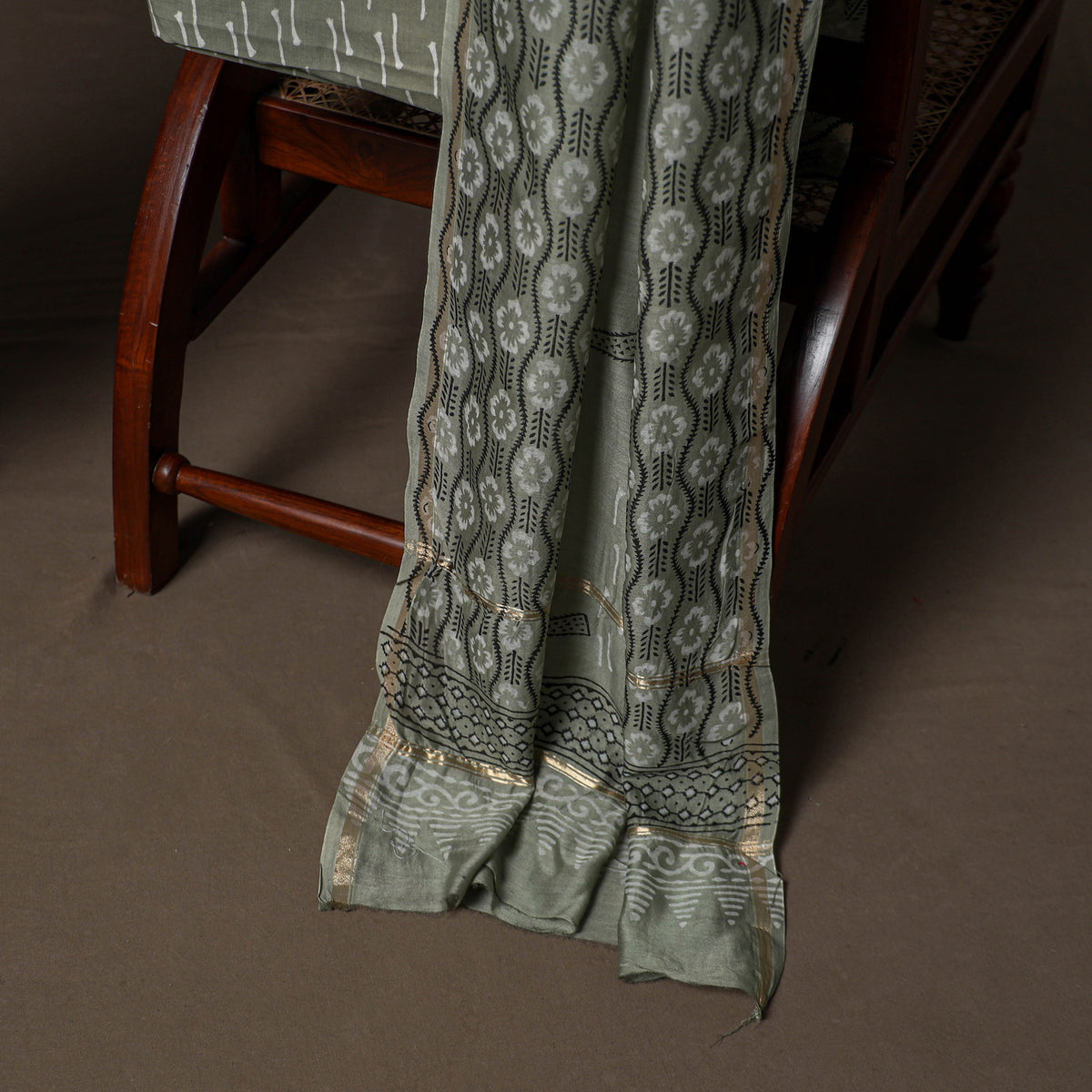 Chanderi Silk Jaipur Hand Block Print Unstitched Dress Material: Kurta, Bottom with Dupatta 20