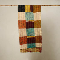 Multicolor - Reversible Patchwork Silk Bengal Kantha Stitch Stole 70