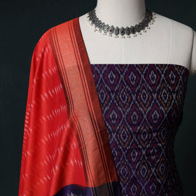 Pochampally Ikat Handwoven Sico 2pc Unstitched Dress Material Kurta Set 36
