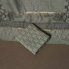 Chanderi Silk Jaipur Hand Block Print Unstitched Dress Material: Kurta, Bottom with Dupatta 20