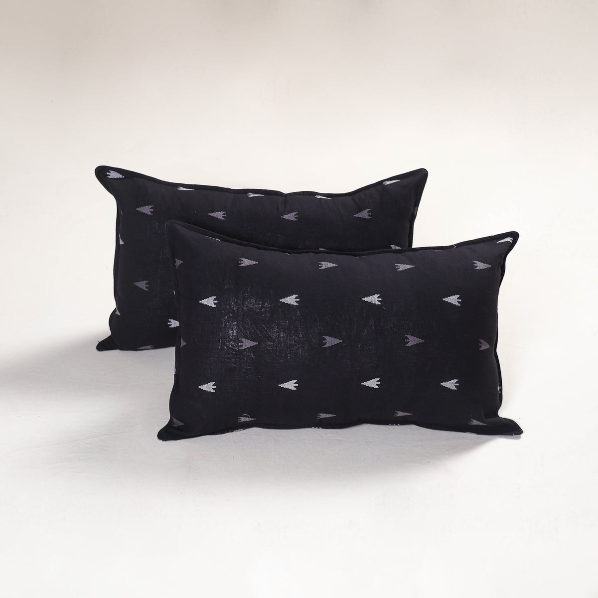 Black - jacquard pillow covers (set of 2) 64 - handcrafted