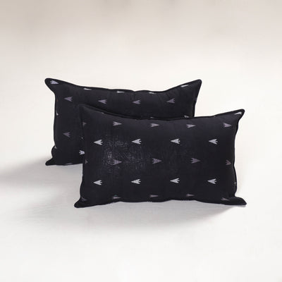 Black - jacquard pillow covers (set of 2) 64 - handcrafted