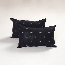 Black - jacquard pillow covers (set of 2) 64 - handcrafted
