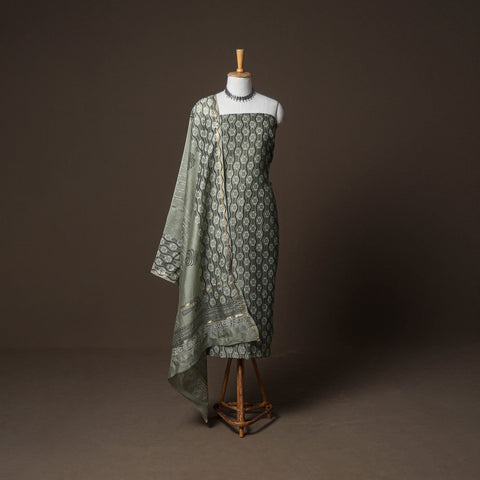Chanderi Silk Jaipur Hand Block Print Unstitched Dress Material: Kurta, Bottom with Dupatta 20