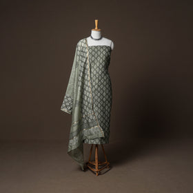 Chanderi Silk Jaipur Hand Block Print Unstitched Dress Material: Kurta, Bottom with Dupatta 20