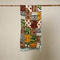 Multicolor - Reversible Patchwork Silk Bengal Kantha Stitch Stole 64