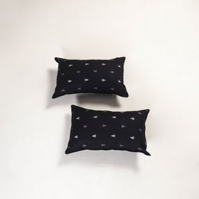 Black - jacquard pillow covers (set of 2) 64 - handcrafted