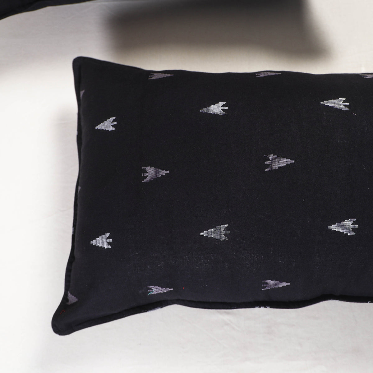 Black - jacquard pillow covers (set of 2) 64 - handcrafted