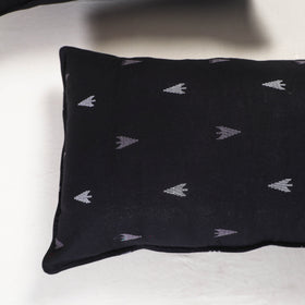 Black - jacquard pillow covers (set of 2) 64 - handcrafted