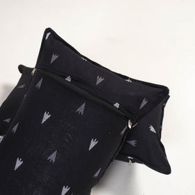 Black - jacquard pillow covers (set of 2) 64 - handcrafted