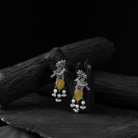 Yellow - saanjh bela cuckoo oxidised earrings - handcrafted