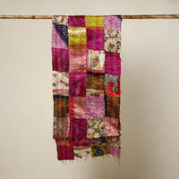 Multicolor - Reversible Patchwork Silk Bengal Kantha Stitch Stole 60