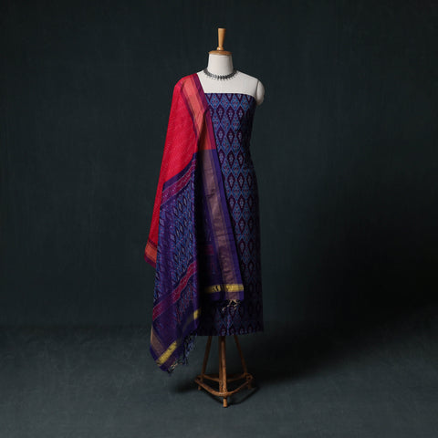 Pochampally Ikat Handwoven Sico 2pc Unstitched Dress Material Kurta Set 38