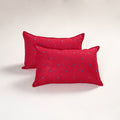 Red - jacquard pillow covers (set of 2) 65 - handcrafted
