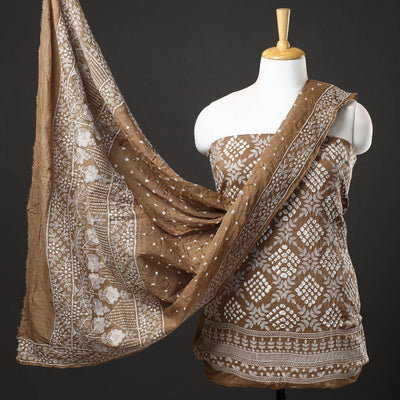3pc Kutch Bandhani Tie-Dye Satin Cotton Suit Material Set 257