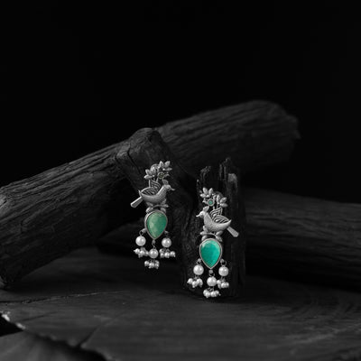 Mint green - saanjh bela cuckoo oxidised earrings