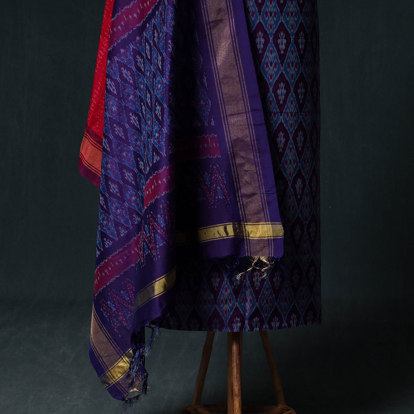 Pochampally Ikat Handwoven Sico 2pc Unstitched Dress Material Kurta Set 38