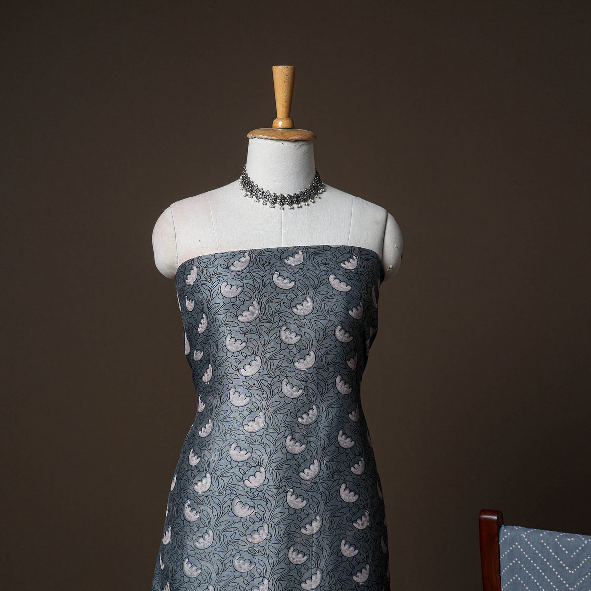 Chanderi Silk Jaipur Hand Block Print Unstitched Dress Material: Kurta, Bottom with Dupatta 21
