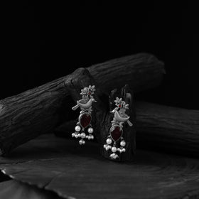 Maroon - saanjh bela cuckoo oxidised earrings - handcrafted