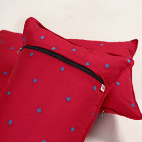 Red - jacquard pillow covers (set of 2) 65 - handcrafted